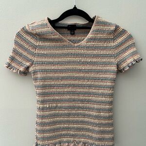 Knit Stripe Short Sleeve Top - Multicolor